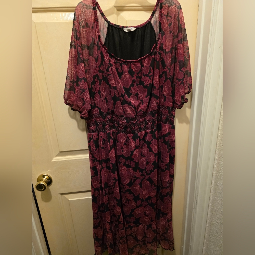 Terra & Sky Floral Black and Pink Dress
